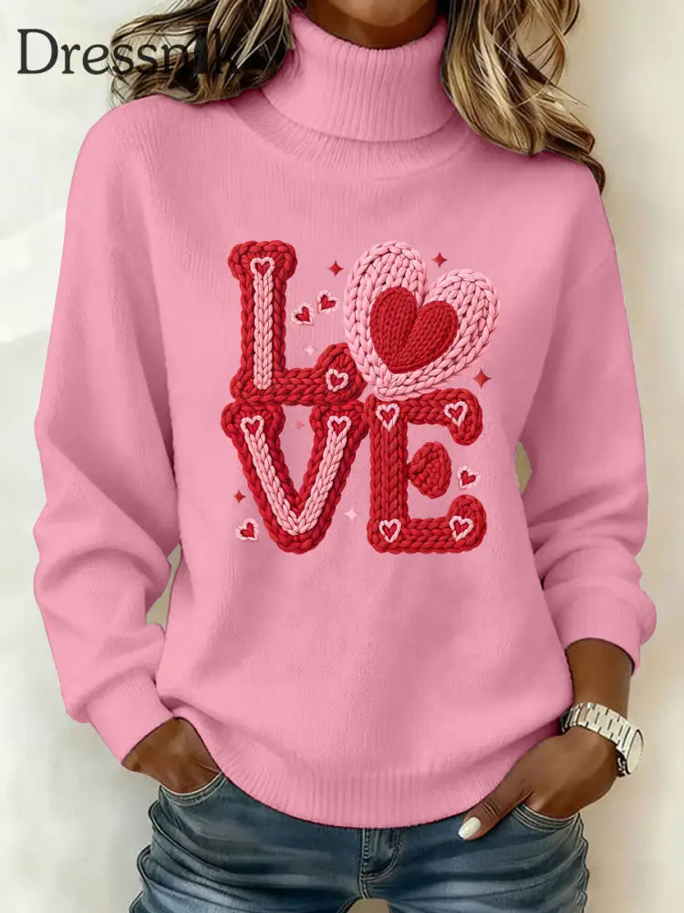 Damen LIEBE Print Casual Top Rosa / S