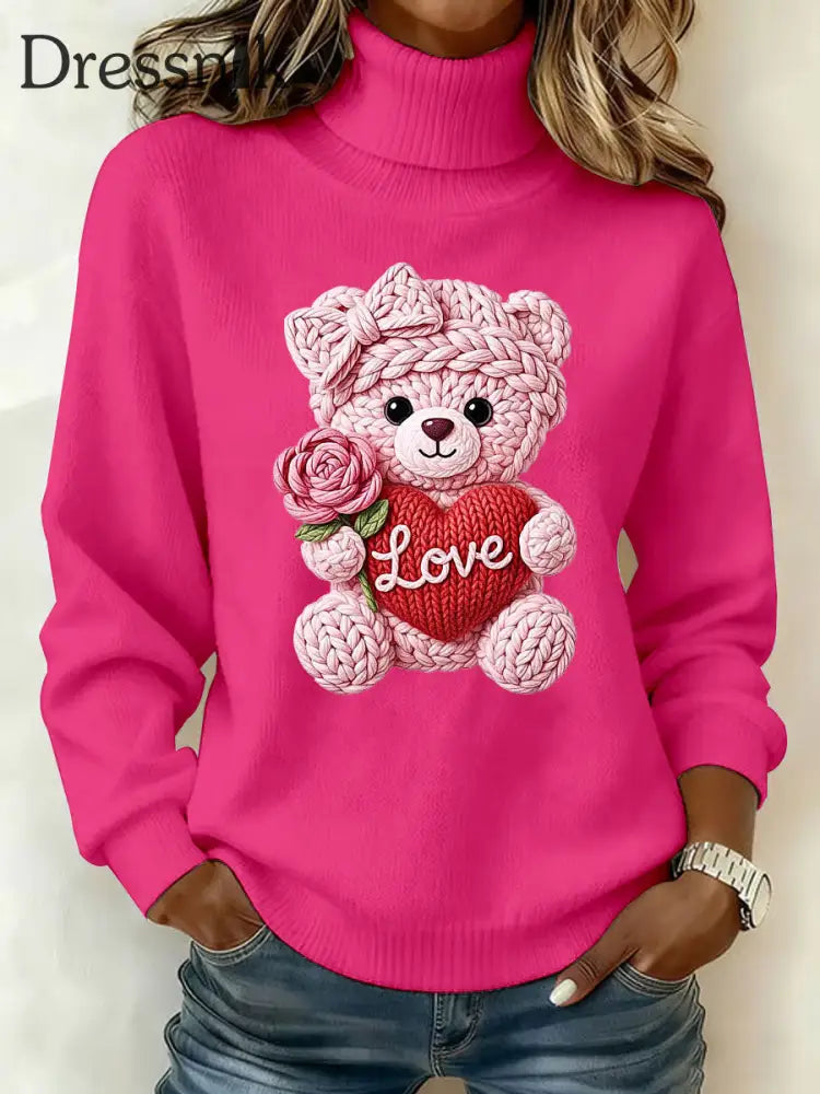 Damen LIEBE Print Casual Top Rosenrot / S