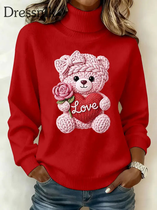 Damen LIEBE Print Casual Top Rot / S