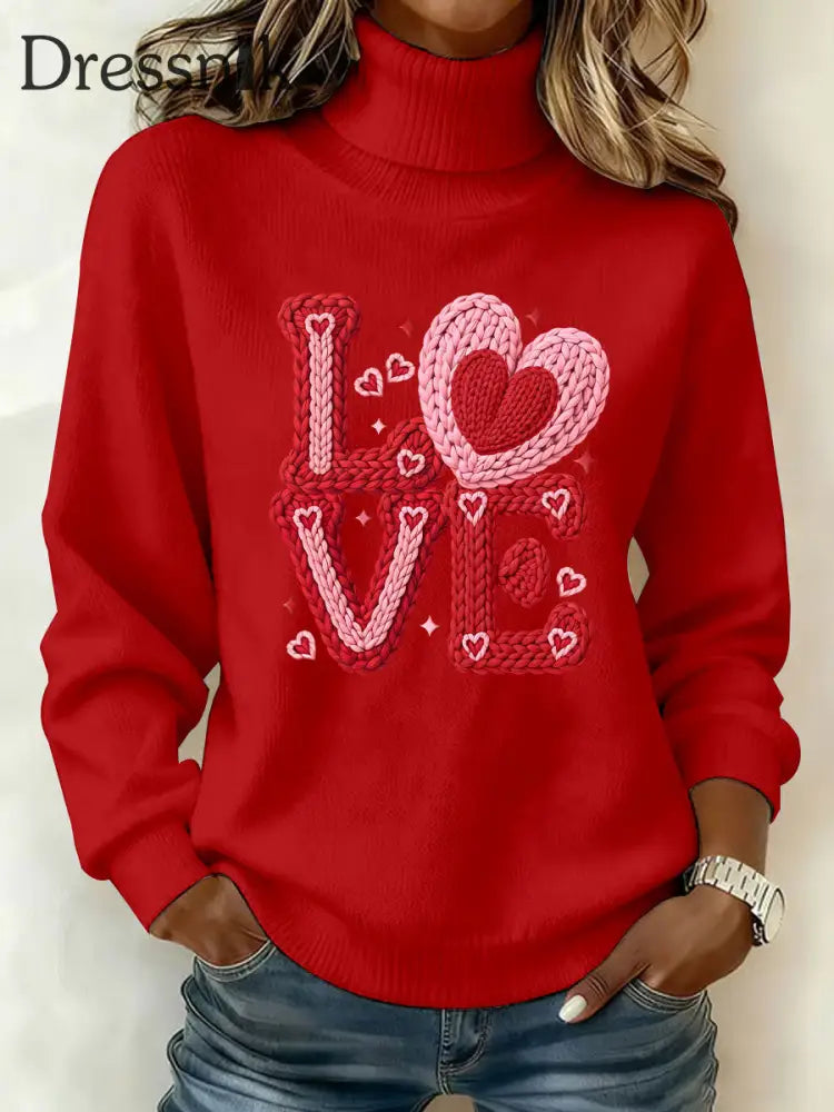 Damen LIEBE Print Casual Top Rot / S