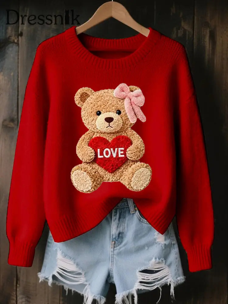 Damen LIEBE Print Casual Top Rot / S