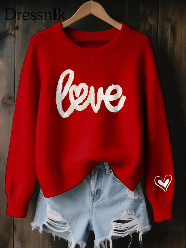 Damen LIEBE Print Casual Top Rot / S