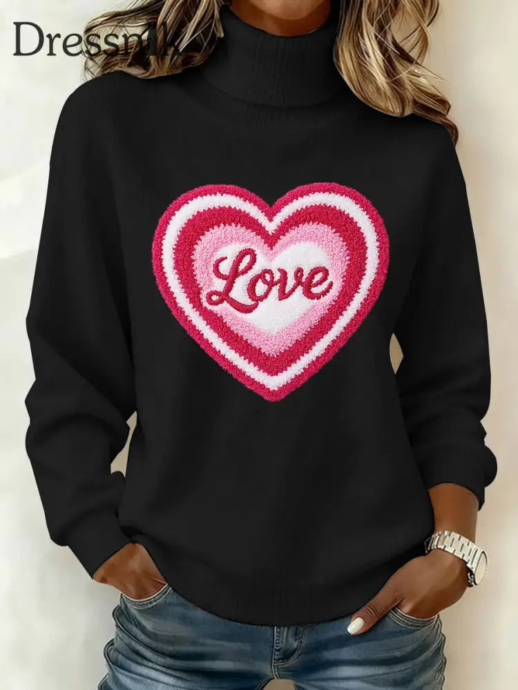 Damen LIEBE Print Casual Top Schwarz / S