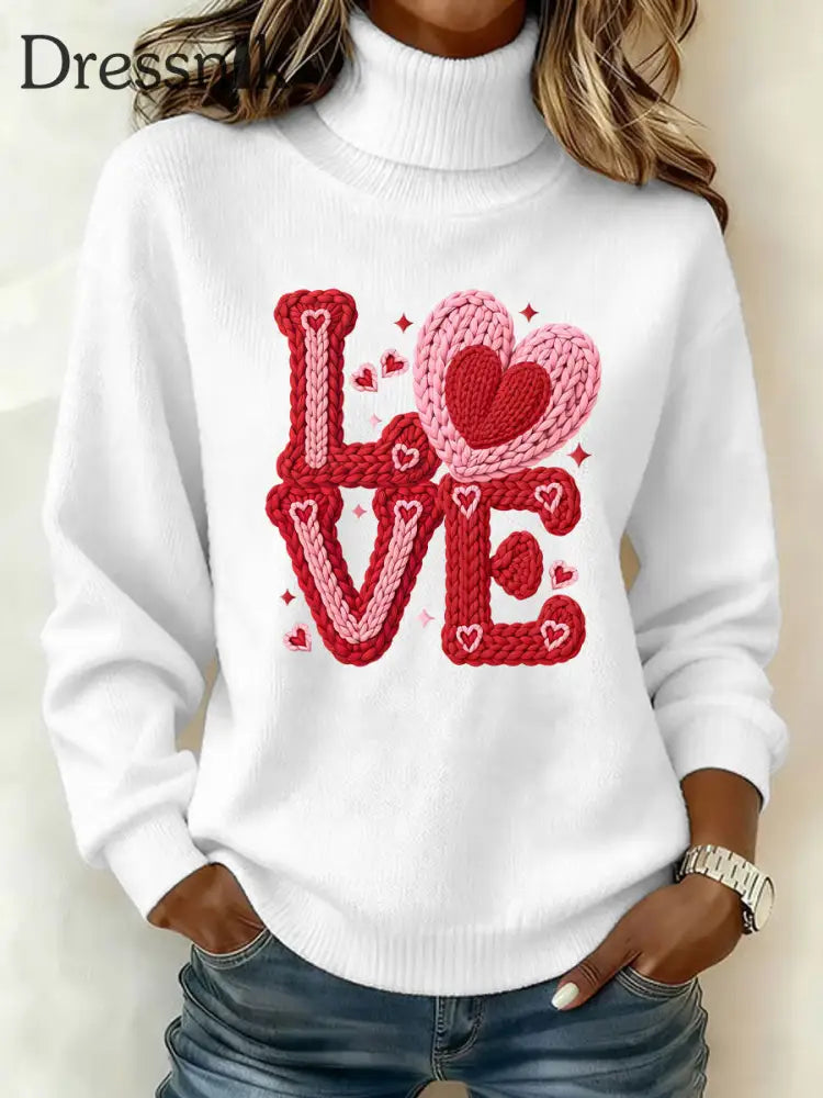 Damen LIEBE Print Casual Top Weiß / S