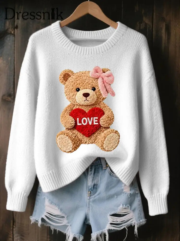 Damen LIEBE Print Casual Top Weiß / S