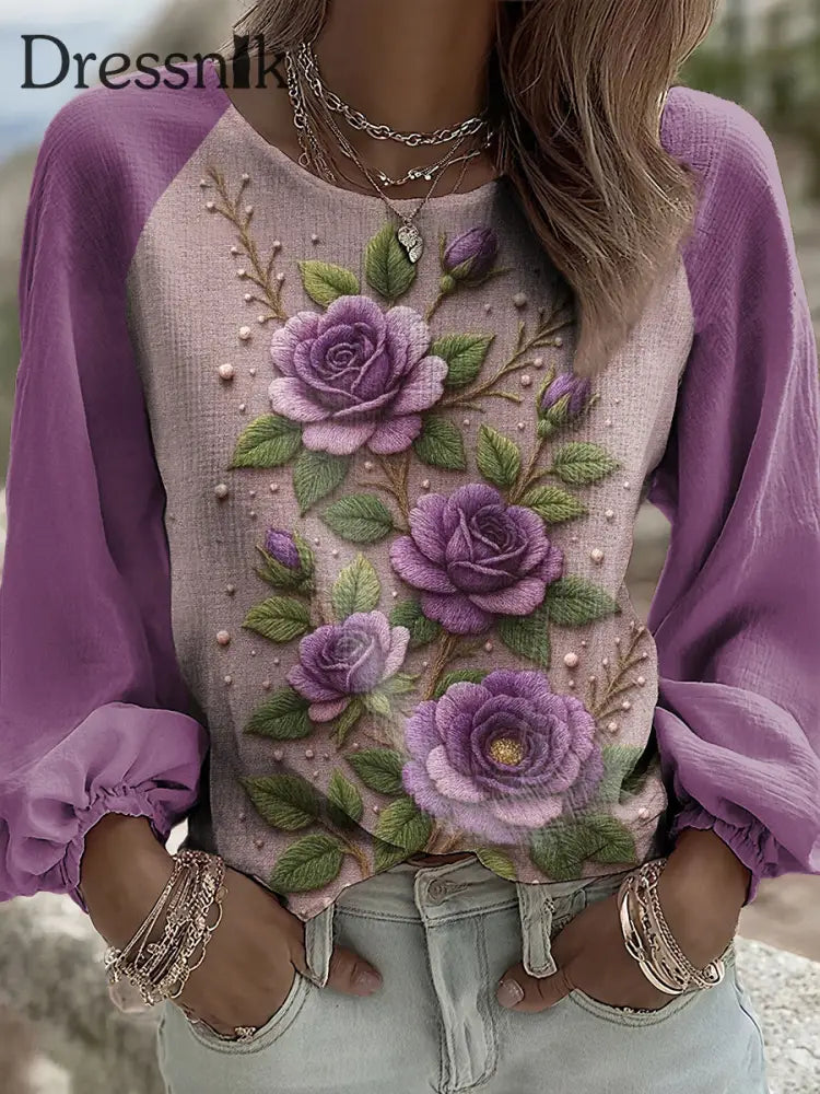 Damen Lila Flora Kunst Top Bild 1 / S