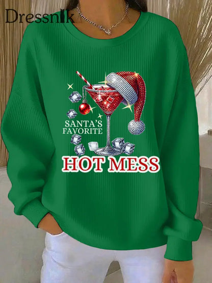 Damen Lustige Weihnachten Weihnachts mann Lieblings heißes Mess Casual Sweatshirt Grün / S