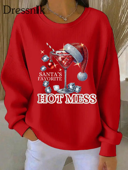 Damen Lustige Weihnachten Weihnachts mann Lieblings heißes Mess Casual Sweatshirt Rot / S