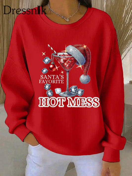 Damen Lustige Weihnachten Weihnachts mann Lieblings heißes Mess Casual Sweatshirt Rot / S