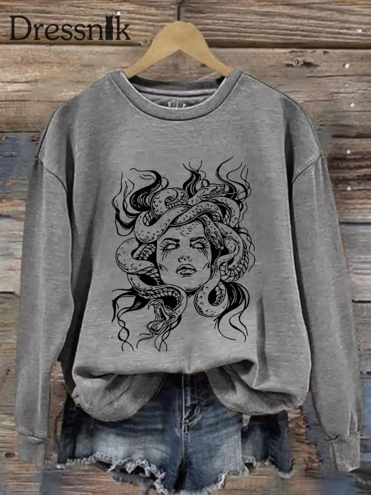 Damen Medusa Sweatshirt Hellgrau / S