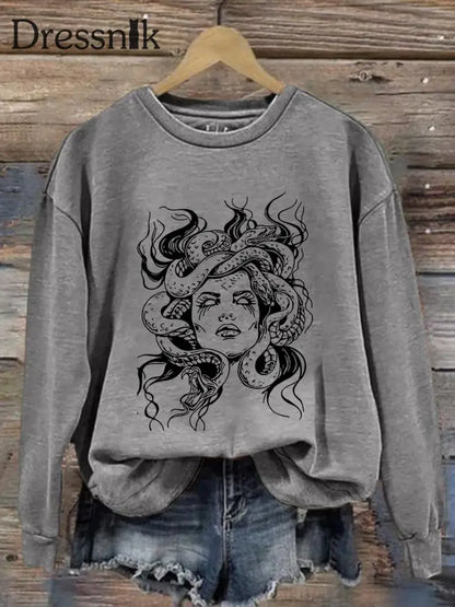 Damen Medusa Sweatshirt Hellgrau / S