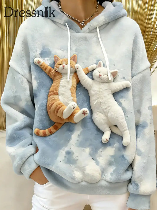 Damen niedliche Katzen Flanell Hoodie als bild / S