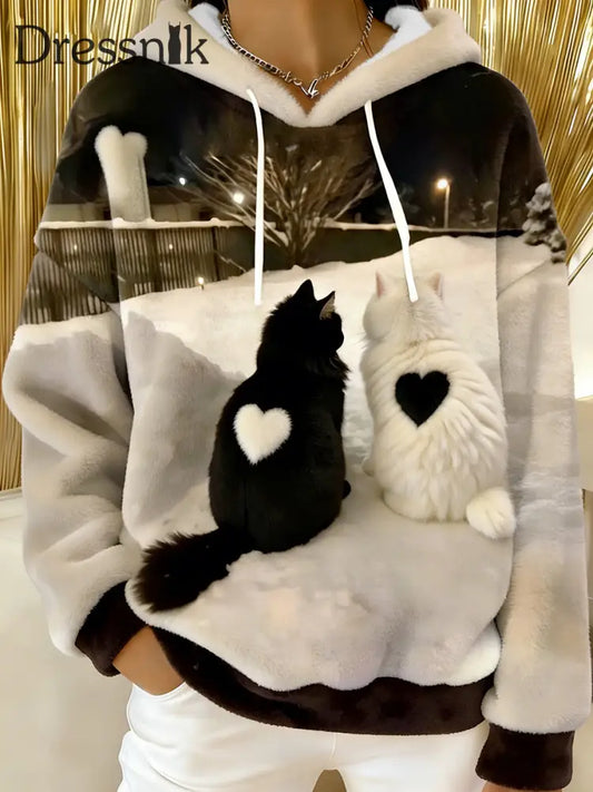 Damen niedliche Katzen Flanell Hoodie als bild / S