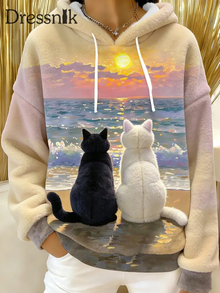 Damen niedliche Katzen Flanell Hoodie als bild / S