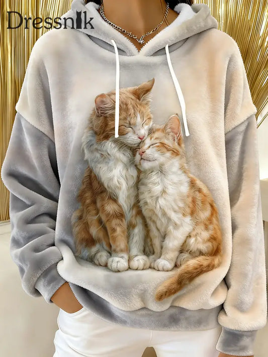 Damen niedliche Katzen Flanell Hoodie als bild / S