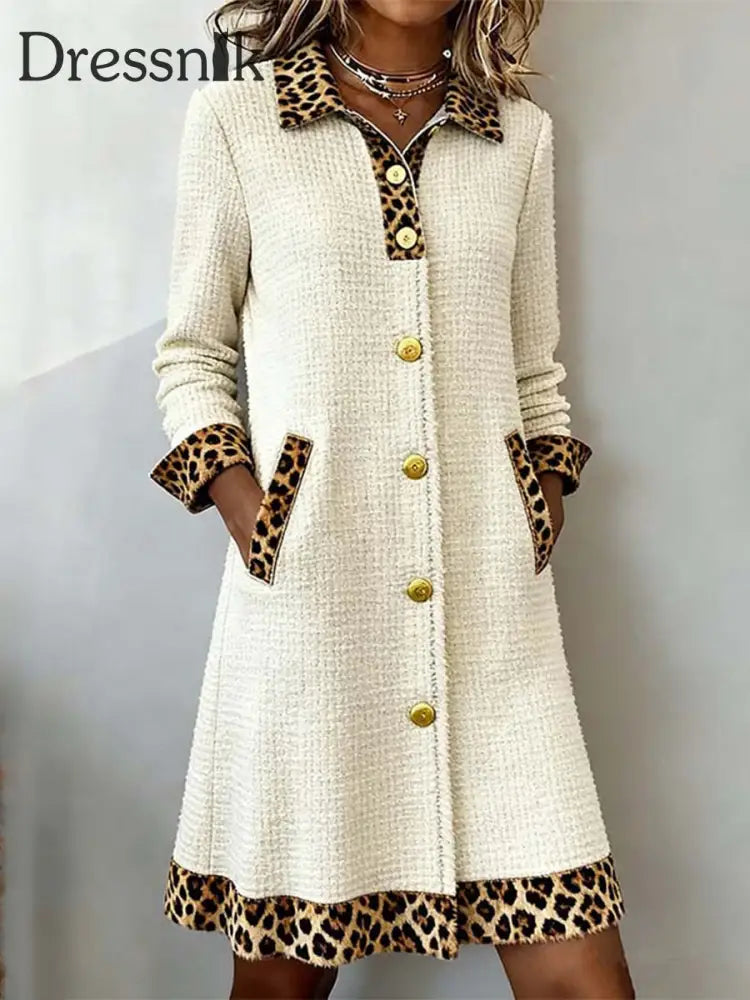 Damen-Patchwork-Strickjacke mit Leoparden muster als bild / S