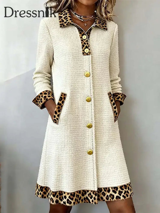 Damen-Patchwork-Strickjacke mit Leoparden muster als bild / S