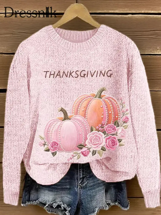 Damen Pullover mit rosa Blumen kunst druck A / S