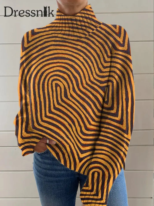 Damen Retro-Kunstdruck Lässig Schicker Pullover A / S