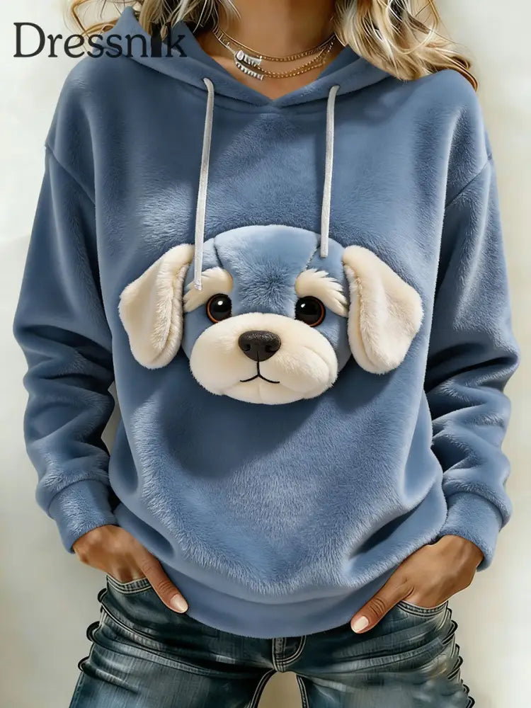 Damen Retro Puppy Print Casual Sweatshirt als bild / S