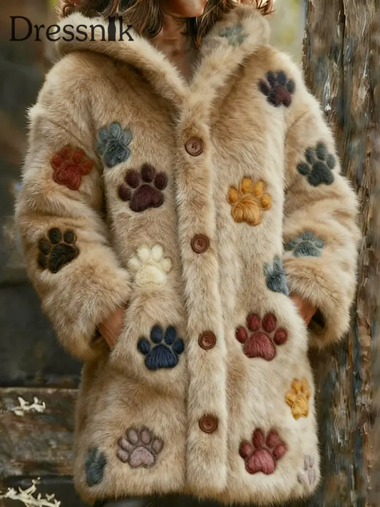 Damen Retro Tier Kunst Druck bequeme Flanell Jacke A / S