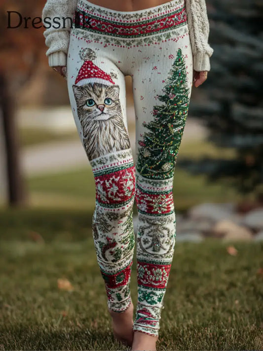 Damen Retro Tier Kunst Druck bequeme Leggings A / S