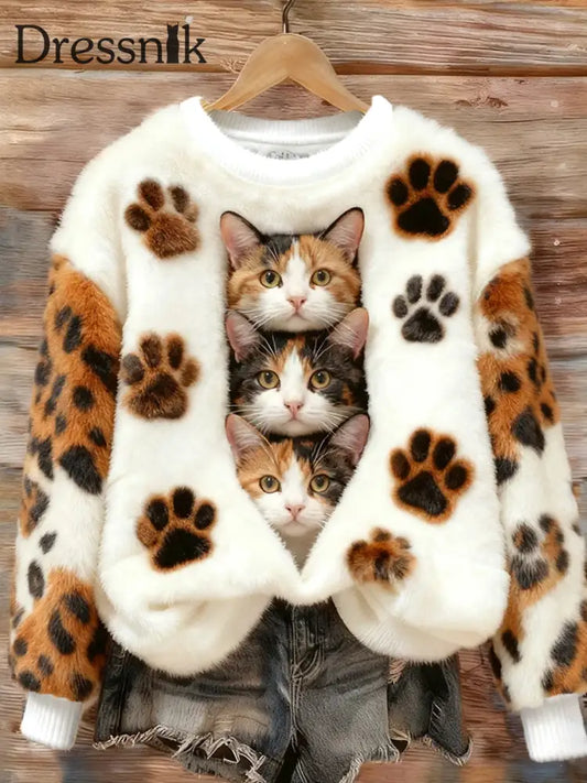 Damen Retro Tier kunst druck Komfortables Flanell oberteil A / S