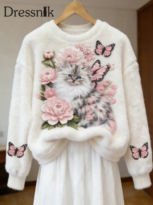 Damen Retro Tier kunst druck Komfortables Flanell oberteil A / S