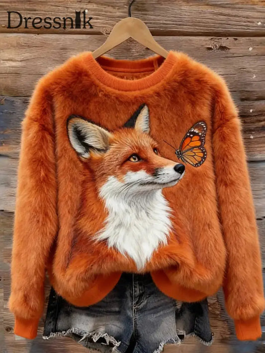 Damen Retro Tier kunst druck Komfortables Flanell oberteil A / S