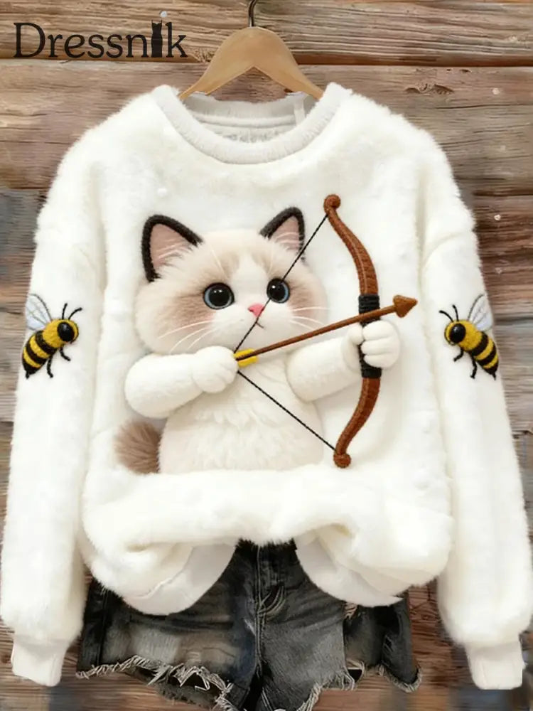 Damen Retro Tier kunst druck Komfortables Flanell oberteil A / S