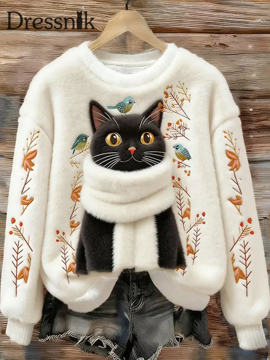 Damen Retro Tier kunst druck Komfortables Flanell oberteil A / S