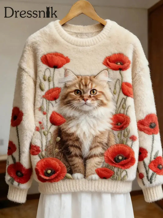 Damen Retro Tier kunst druck Komfortables Flanell oberteil A / S