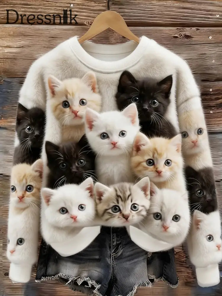 Damen Retro Tier kunst druck Komfortables Flanell oberteil A / S