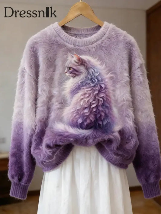 Damen Retro Tier kunst druck Komfortables Flanell oberteil A / S