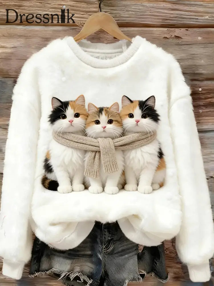 Damen Retro Tier kunst druck Komfortables Flanell oberteil A / S