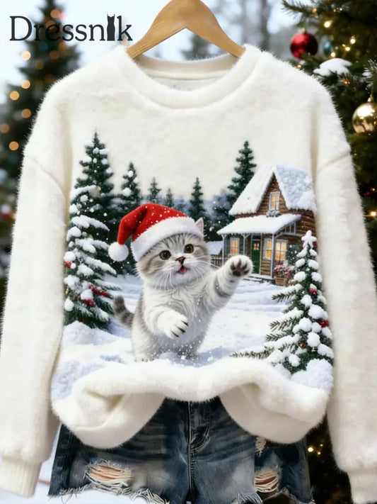 Damen Retro Tier kunst druck Komfortables Flanell oberteil A / S