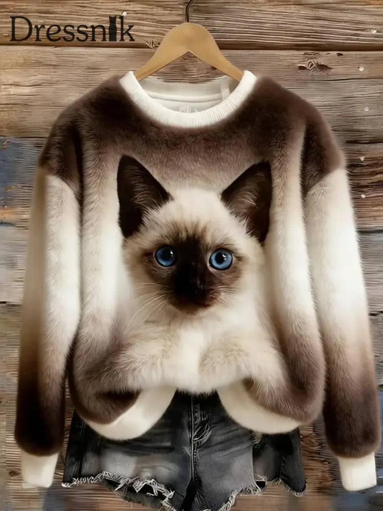 Damen Retro Tier kunst druck Komfortables Flanell oberteil A / S