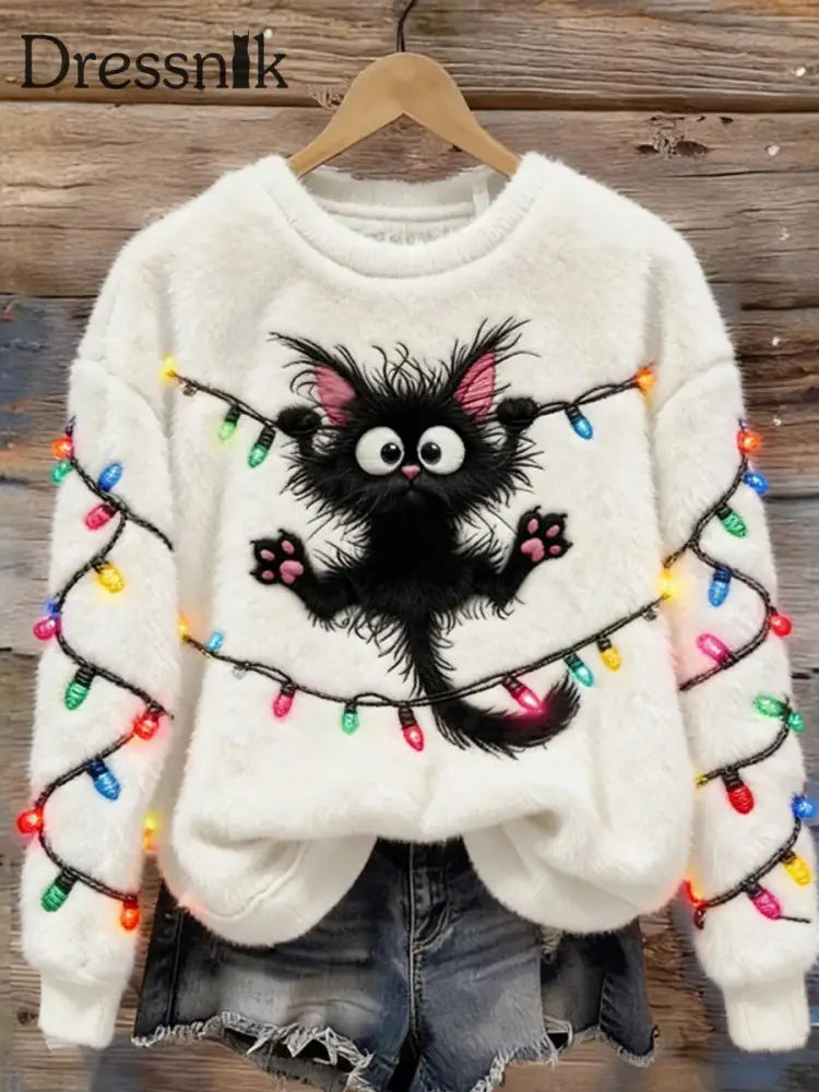 Damen Retro Tier kunst druck Komfortables Flanell oberteil A / S