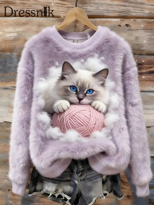 Damen Retro Tier kunst druck Komfortables Flanell oberteil A / S