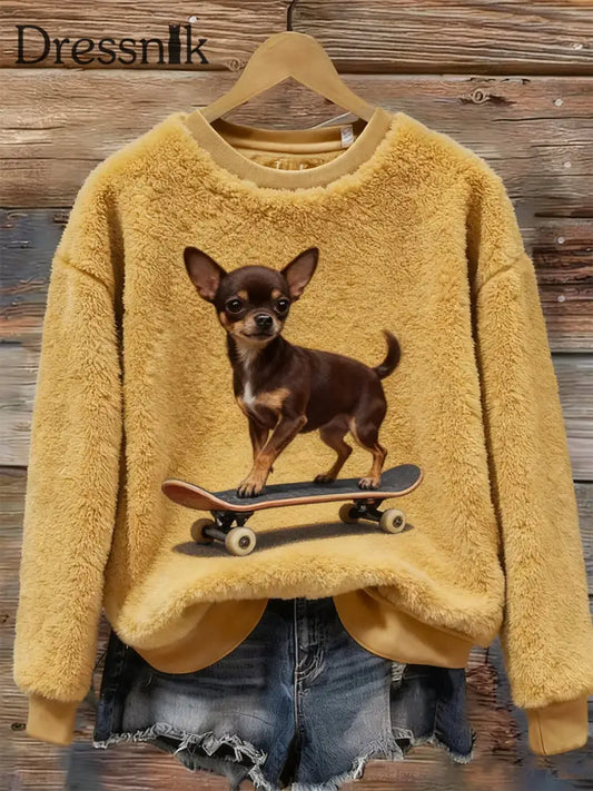 Damen Retro Tier kunst druck Komfortables Flanell oberteil A / S