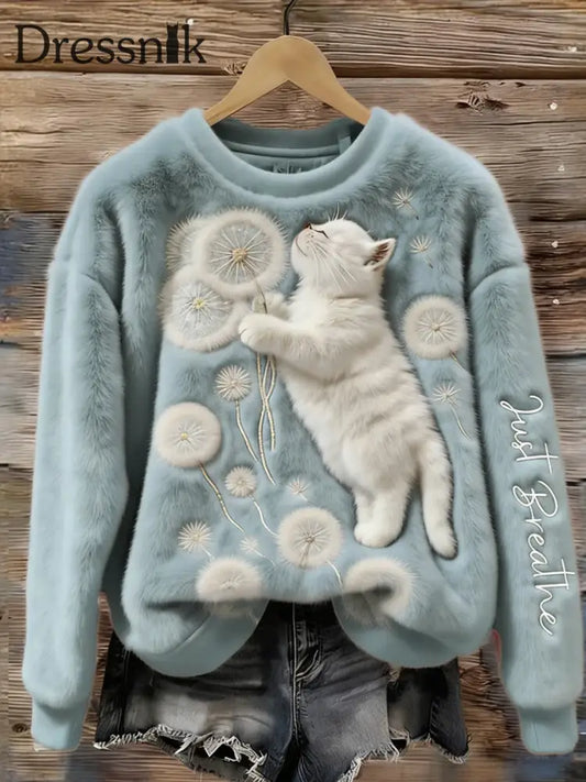 Damen Retro Tier kunst druck Komfortables Flanell oberteil A / S