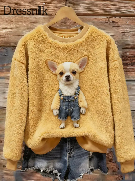 Damen Retro Tier kunst druck Komfortables Flanell oberteil A / S