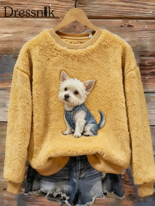 Damen Retro Tier kunst druck Komfortables Flanell oberteil A / S