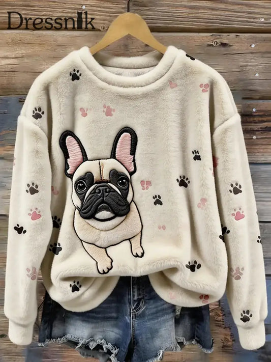 Damen Retro Tier kunst druck Komfortables Flanell oberteil A / S