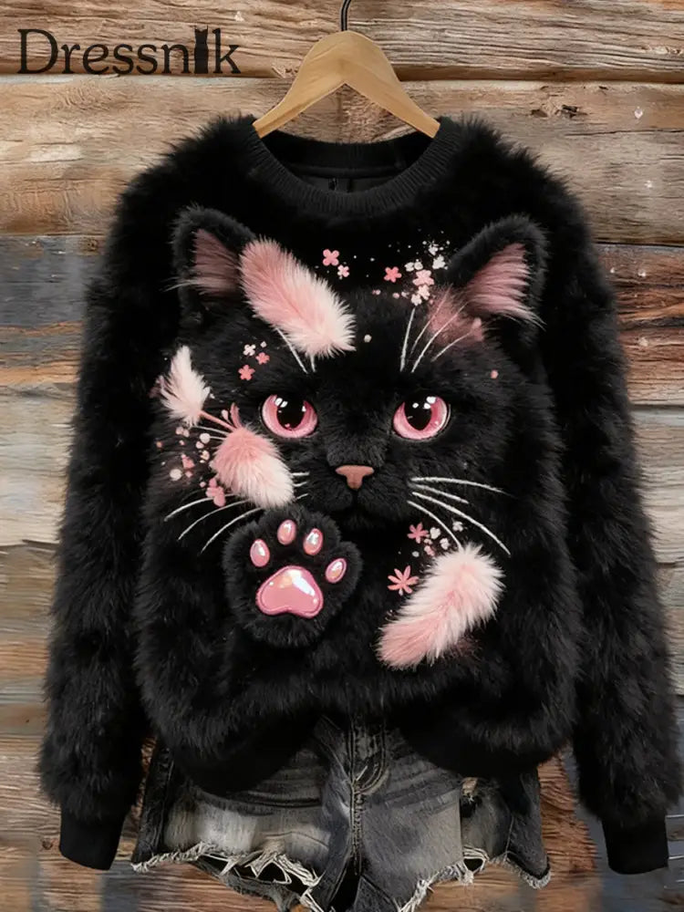 Damen Retro Tier kunst druck Komfortables Flanell oberteil A / S