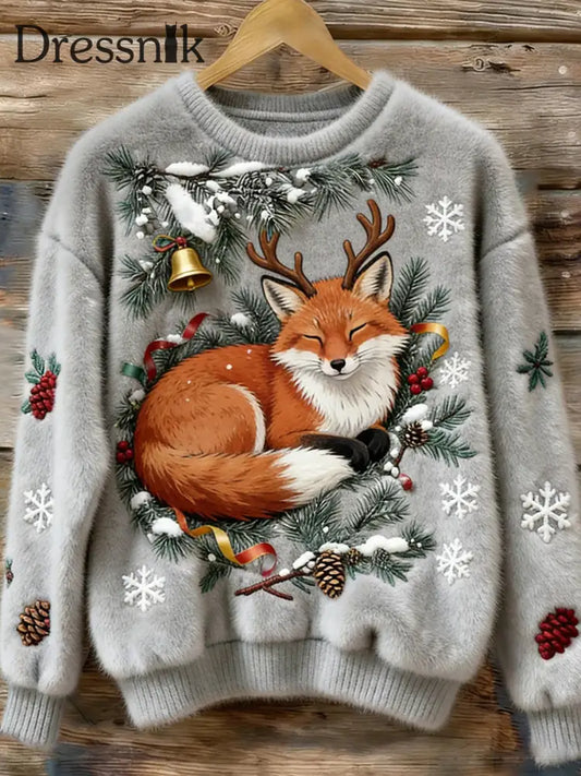 Damen Retro Tier kunst druck Komfortables Flanell oberteil A / S