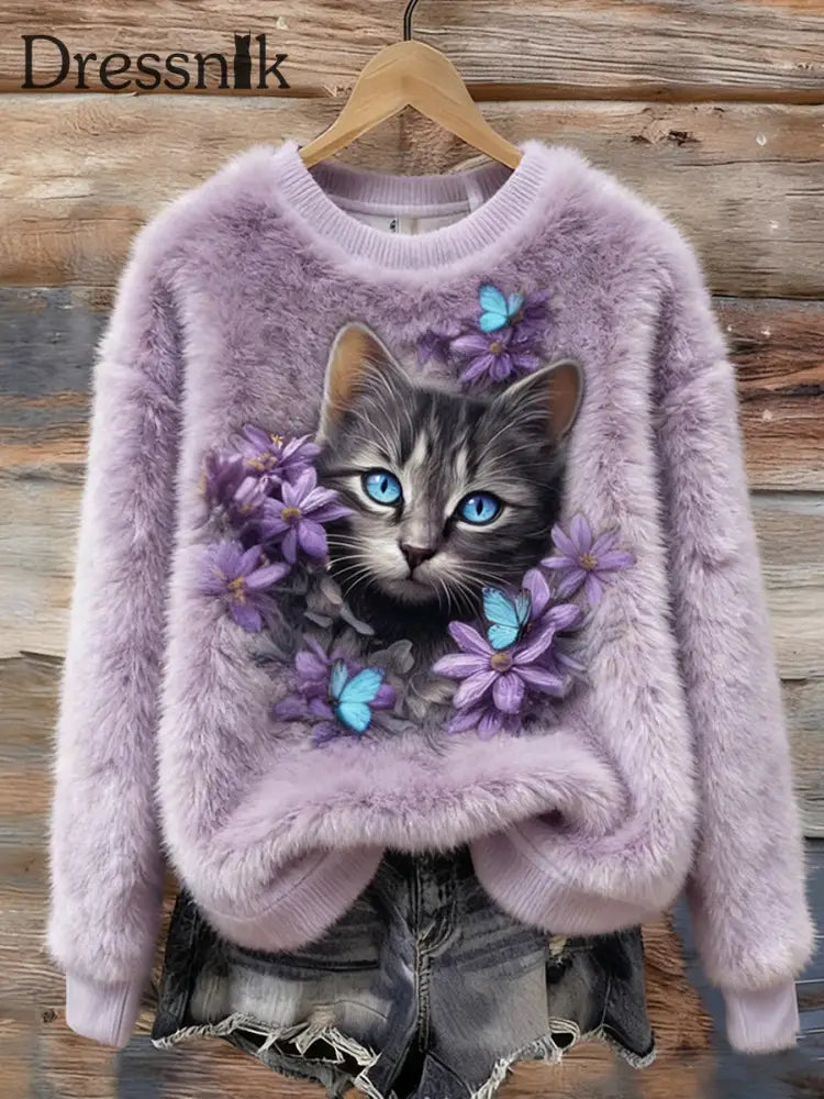 Damen Retro Tier kunst druck Komfortables Flanell oberteil A / S