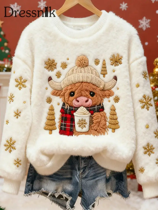 Damen Retro Tier Kunst Print Casual Flanell Top A / S