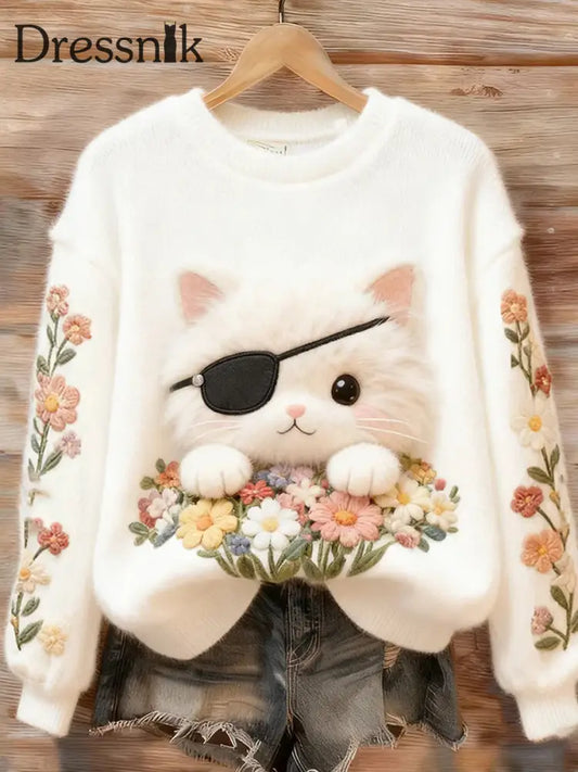 Damen Retro Tier Kunst Print Casual Flanell Top A / S