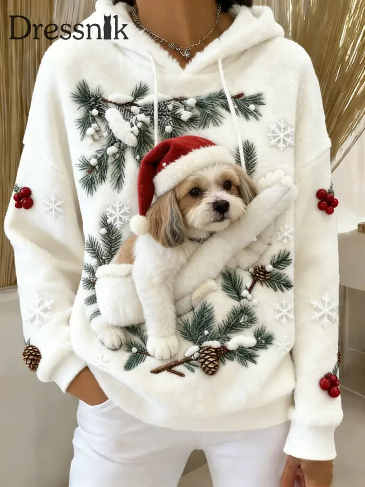 Damen Retro Tier Kunst Print Komfortables Flanell Kapuzen Sweatshirt A / S